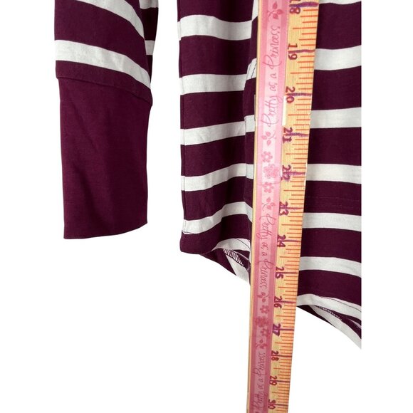 LuLaRoe Striped Cowl Neck Pullover Top Burgundy White Size XS NWT - Picture 12 of 13
